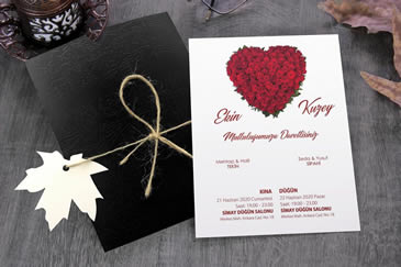 Romantik kalp düğün davetiye