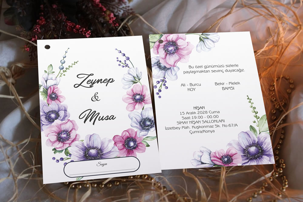 Yeni sade zarfsız düğün davetiye modelleri