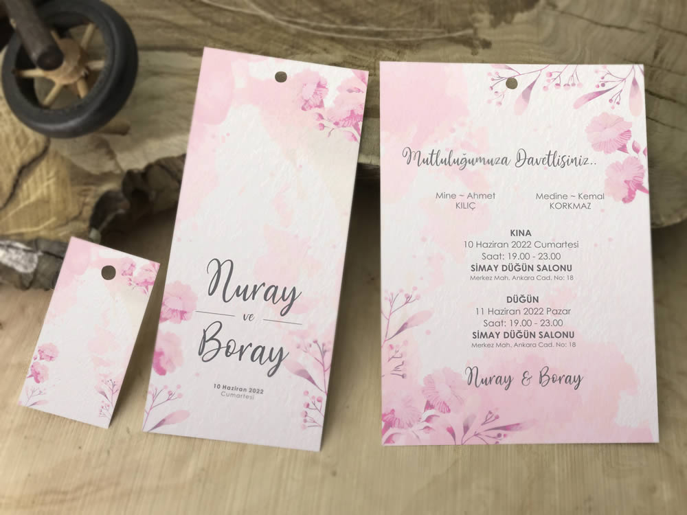 Yeni zarfsız düğün davetiye modelleri, üçlü set