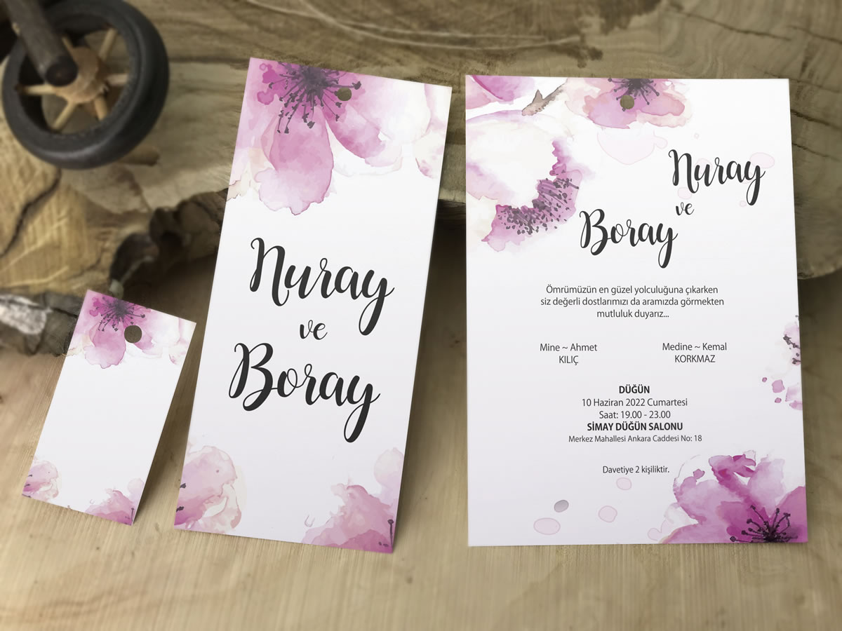 Yeni üçlü set zarfsız düğün davetiye modeli