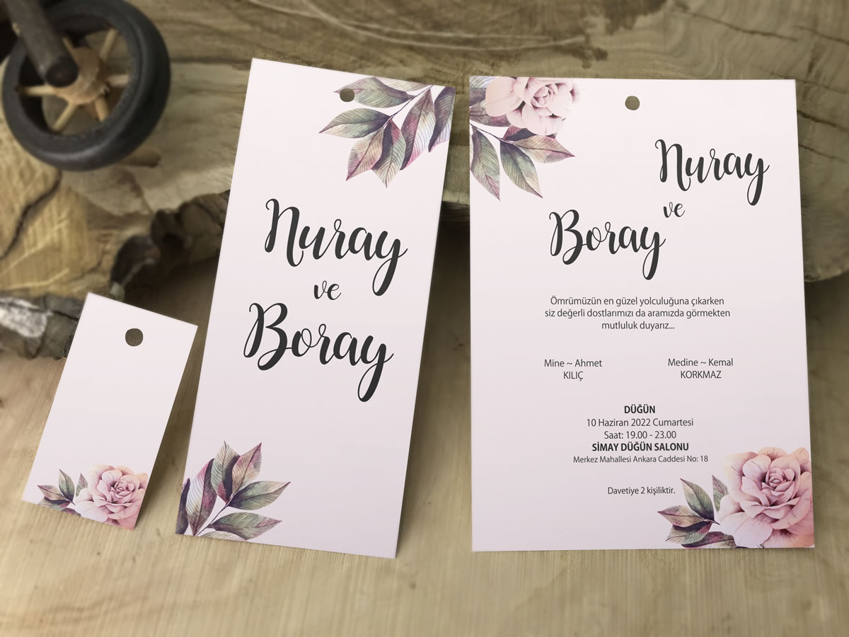 Yeni üçlü set zarfsız düğün davetiye modeli