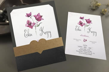 En güzel çiçekli düğün davetiye modeli