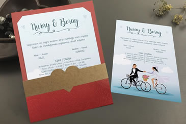 Bisikletli düğün davetiyesi