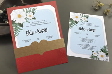 Papatyalı düğün davetiye modelleri
