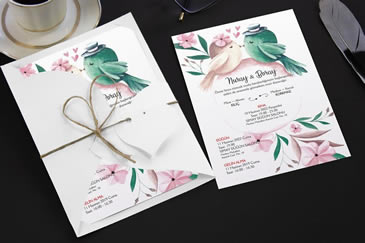 Kuş modelli düğün davetiyesi